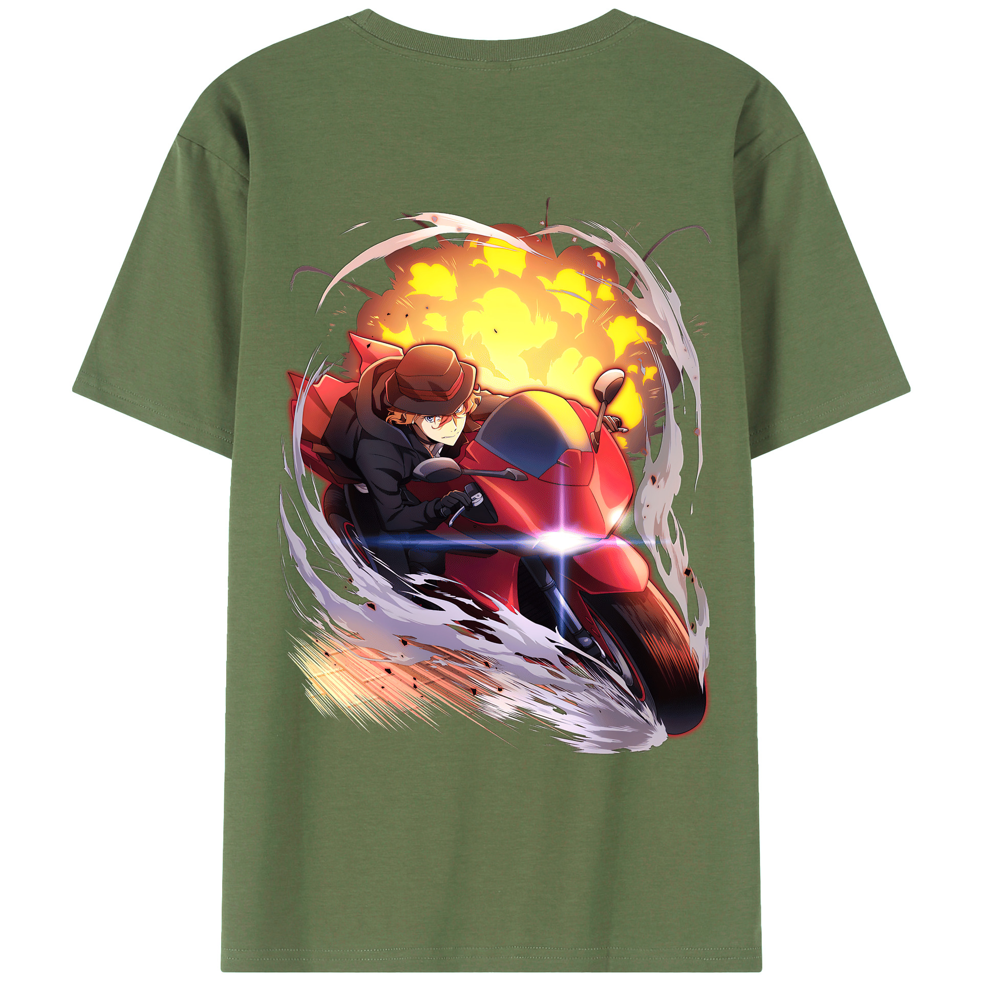 （画像用） 文豪ストレイドッグス Bungo Stray Dogs 綿100％ メンズ半袖Tシャツ（バックプリント） 通気性